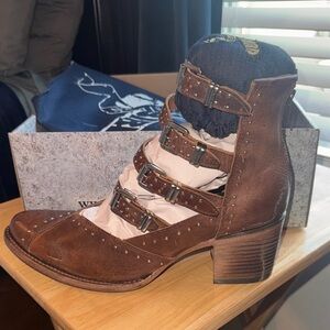 Freebird Brown Leather Heeled Boots